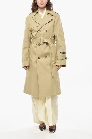Double-breasted Cotton Trench Coat with Belt
