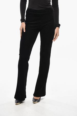 Bootcut-Hose aus geripptem Velours mit Elastikbund