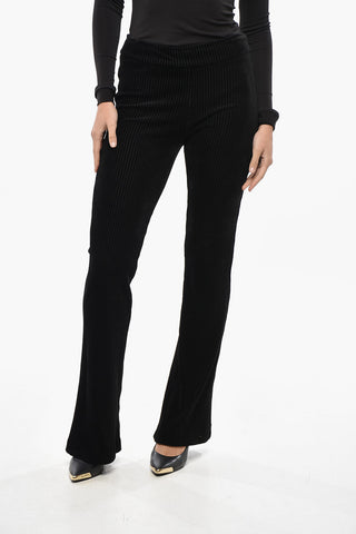 Bootcut-Hose aus geripptem Velours mit Elastikbund