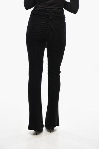 Bootcut-Hose aus geripptem Velours mit Elastikbund