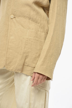 Leinenblazer mit aufgesetzten Taschen