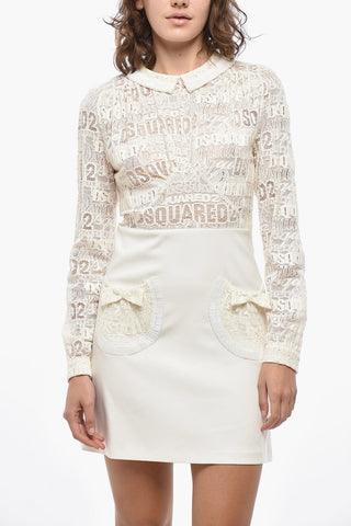 Mini Dress with Long Sleeves and Lace Details