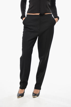 Virgin Wool Twill Trousers with Concealed Closure