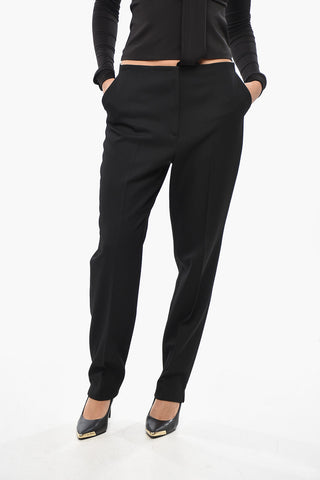 Virgin Wool Twill Trousers with Concealed Closure