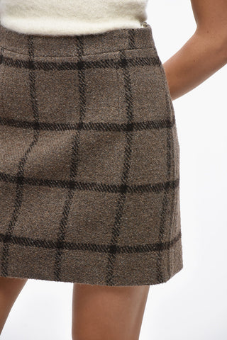 Minigonna in Misto Lana Motivo Windowpane