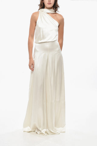 Abito Monospalla PAMELA in Satin di Seta con Dettaglio Tie Neck