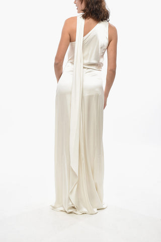 Abito Monospalla PAMELA in Satin di Seta con Dettaglio Tie Neck