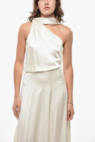 Abito Monospalla PAMELA in Satin di Seta con Dettaglio Tie Neck