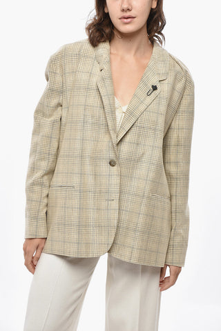 Blazer in Velour a Coste con Tasche a Filo