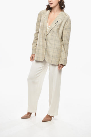 Blazer in Velour a Coste con Tasche a Filo