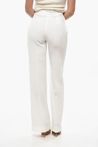 One-Pleat Palazzo Trousers with Satin Side Stripes
