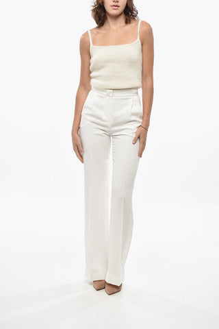 One-Pleat Palazzo Trousers with Satin Side Stripes