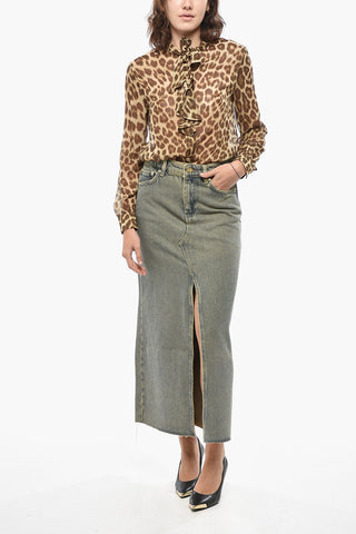 Denim Skirt with Maxi Front Split