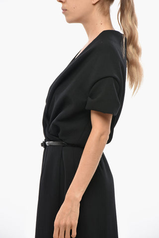 Vestito Dropped Shoulder con Design a Portafoglio e Cintura