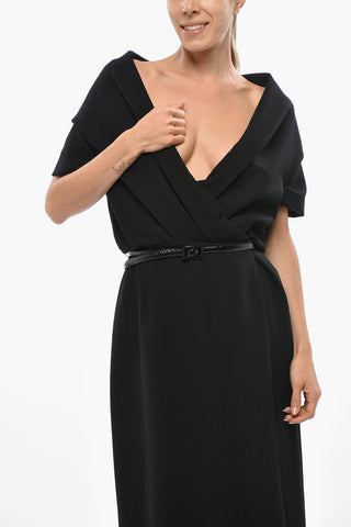 Vestito Dropped Shoulder con Design a Portafoglio e Cintura