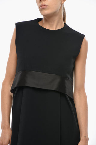 Sleeveless Midi Dress with Satin Detail
