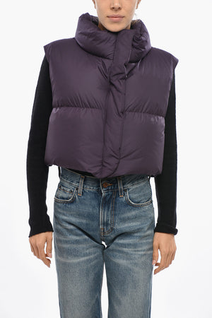 Ärmellose Crop-Daunenjacke RAMON mit verdeckter Knopfleiste