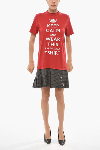 Tee Dress KEEP CALM mit plissiertem Rock in Karo