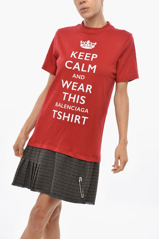 Tee Dress KEEP CALM mit plissiertem Rock in Karo