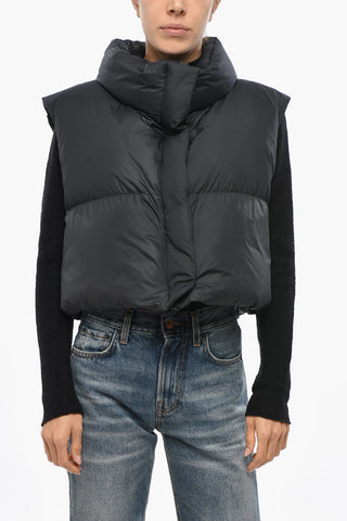 Ärmellose Crop-Daunenjacke RAMON mit verdeckter Knopfleiste