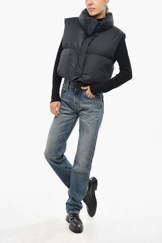 Ärmellose Crop-Daunenjacke RAMON mit verdeckter Knopfleiste