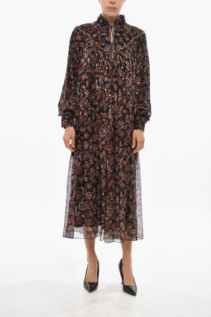 Silk-Blend Shirt Dress with Paisley Motif
