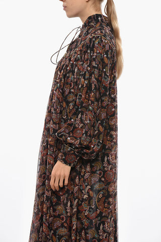 Silk-Blend Shirt Dress with Paisley Motif