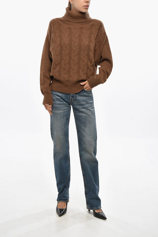 Cashmere Cable Knit Turtleneck Sweater