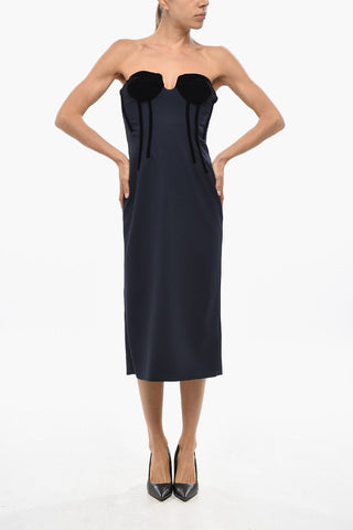 SPORTMAX Midi Sheath Dress ANEMONE with Velour Details