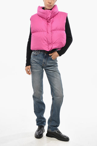 Ärmellose Crop-Daunenjacke RAMON mit verdeckter Knopfleiste