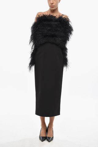 SPORTMAX Midi Sheath Dress Bare Back with Feather Detail