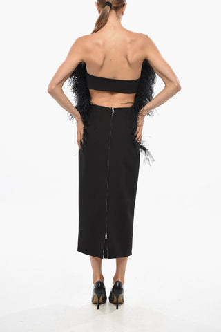 SPORTMAX Midi Sheath Dress Bare Back with Feather Detail
