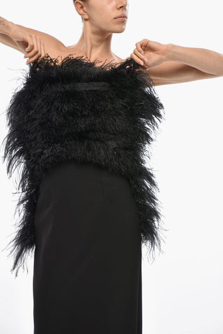 SPORTMAX Midi Sheath Dress Bare Back with Feather Detail