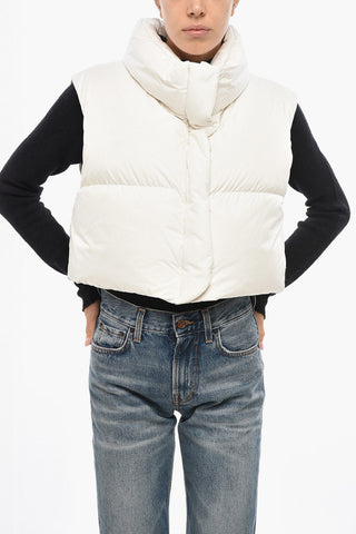 Ärmellose Crop-Daunenjacke RAMON mit verdeckter Knopfleiste