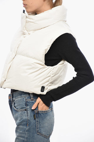 Ärmellose Crop-Daunenjacke RAMON mit verdeckter Knopfleiste