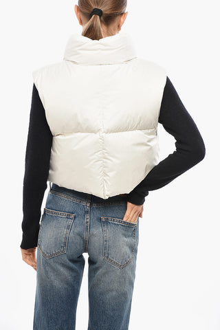 Ärmellose Crop-Daunenjacke RAMON mit verdeckter Knopfleiste