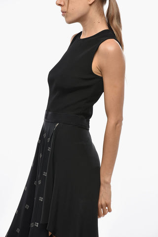 Asymmetrisches Kleid mit transparentem Seiden-Monogramm-Rock