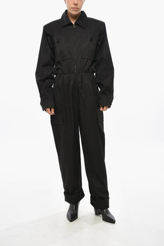Poplin Jumpsuit with Elastic Waist