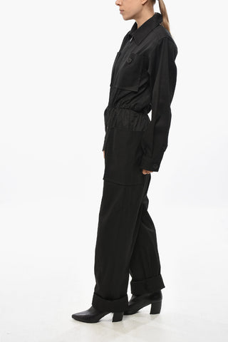 Poplin Jumpsuit with Elastic Waist