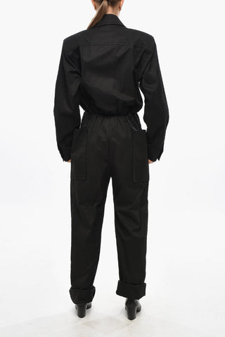 Poplin Jumpsuit with Elastic Waist