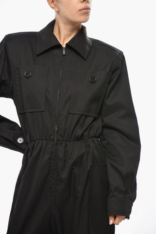 Poplin Jumpsuit with Elastic Waist