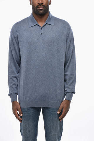 Virgin Wool Sweater with Polo Neck