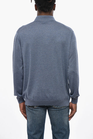 Virgin Wool Sweater with Polo Neck