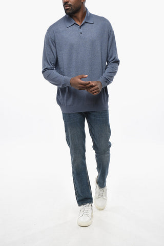Virgin Wool Sweater with Polo Neck