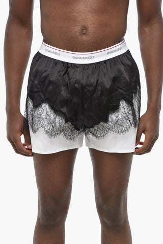 Zweifarbiger Boxer mit Satin-Detail und Logobund
