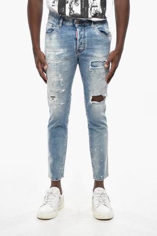 Vintage Effect SKATER Jeans with Visible Stitching 15cm