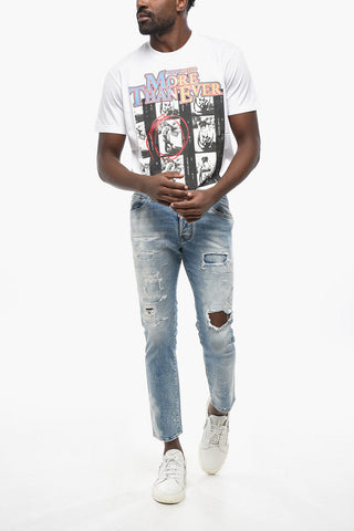 Vintage Effect SKATER Jeans with Visible Stitching 15cm