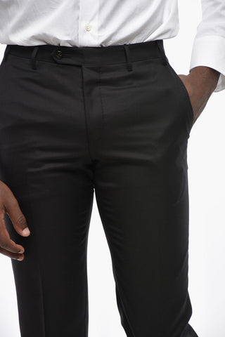 Pantaloni in Lana Vergine a Tinta Unita