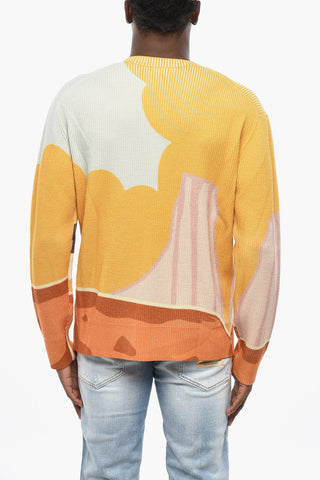 Virgin Wool Crewneck Sweater with Llama Print