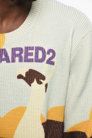 Virgin Wool Crewneck Sweater with Llama Print